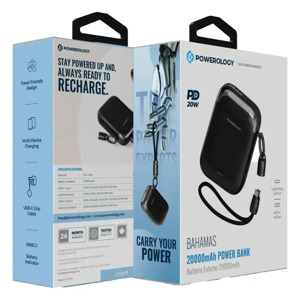 پاور بانک 22.5W پاورولوژی Powerology Bahamas 20000mAh Power Bank PPBCHA104 — تصویر ۸