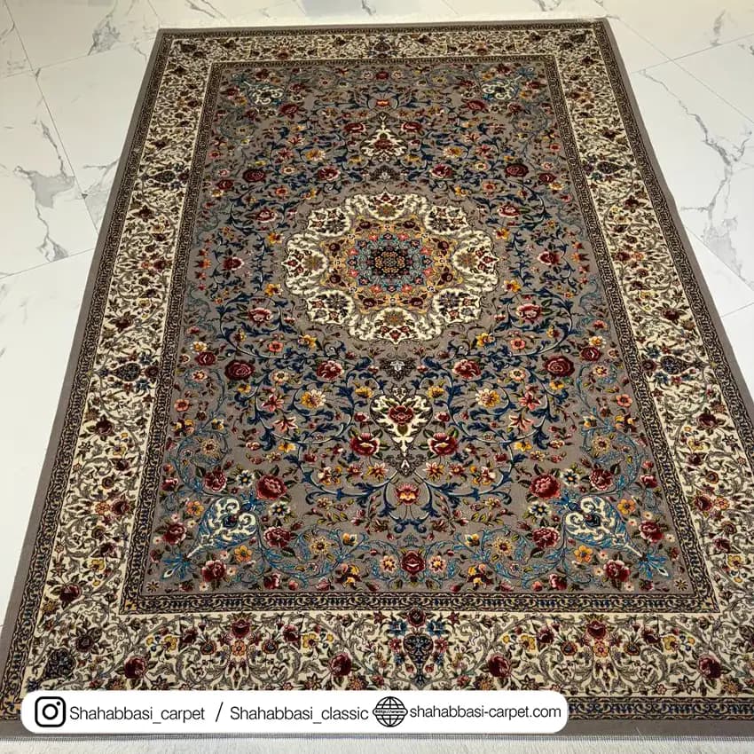 فرش ابریشم کد 113 طوسی — تصویر ۸