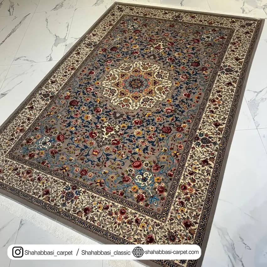 فرش ابریشم کد 113 طوسی — تصویر ۶