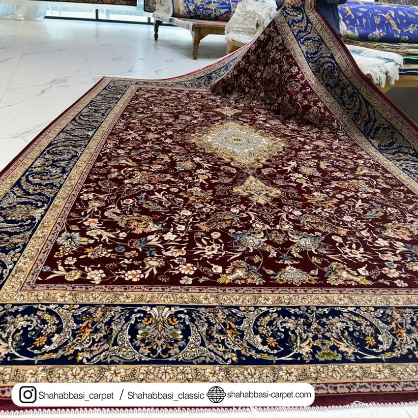 فرش ابریشم کد 112 لاکی — تصویر ۲