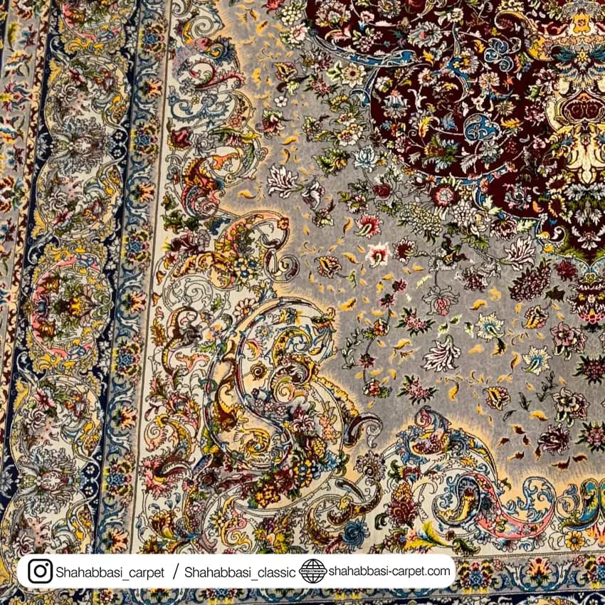 فرش ابریشم کد 109 طوسی — تصویر ۳