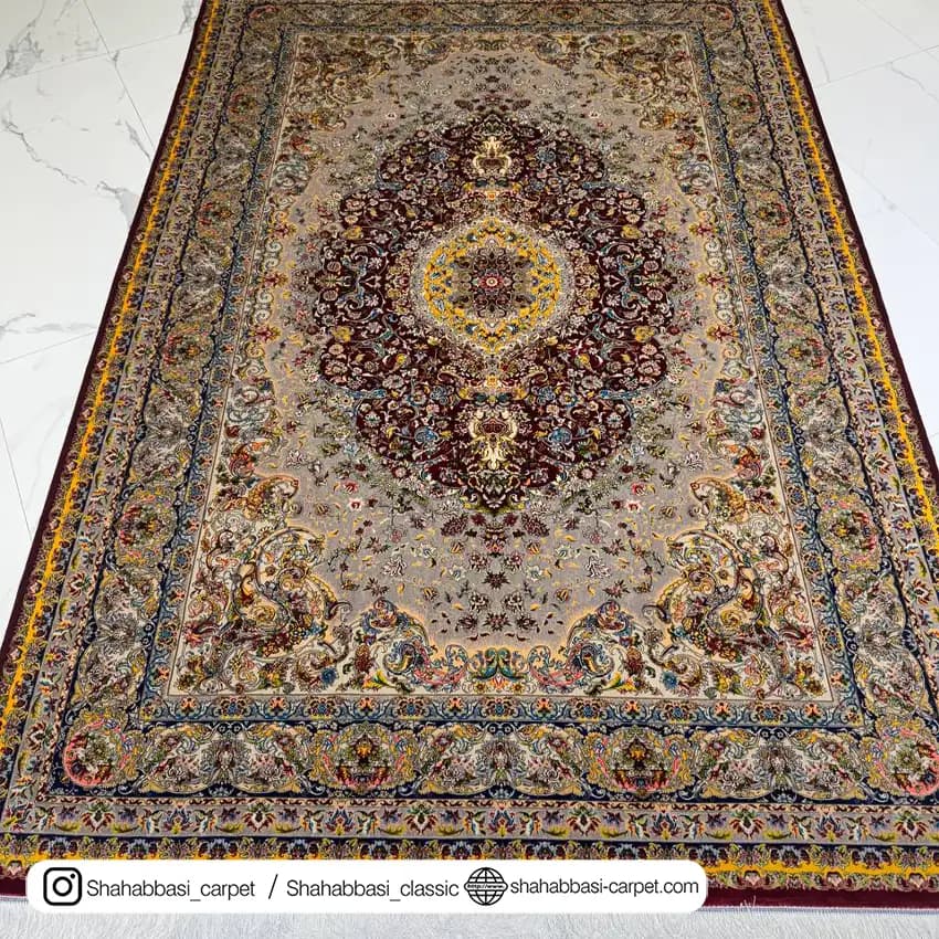 فرش ابریشم کد 109 طوسی — تصویر ۵