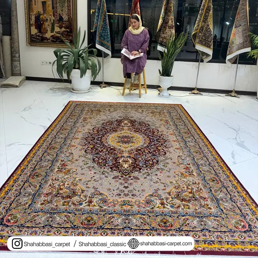 فرش ابریشم کد 109 طوسی