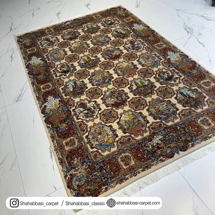 فرش ابریشم کد 108 کرم — تصویر ۷