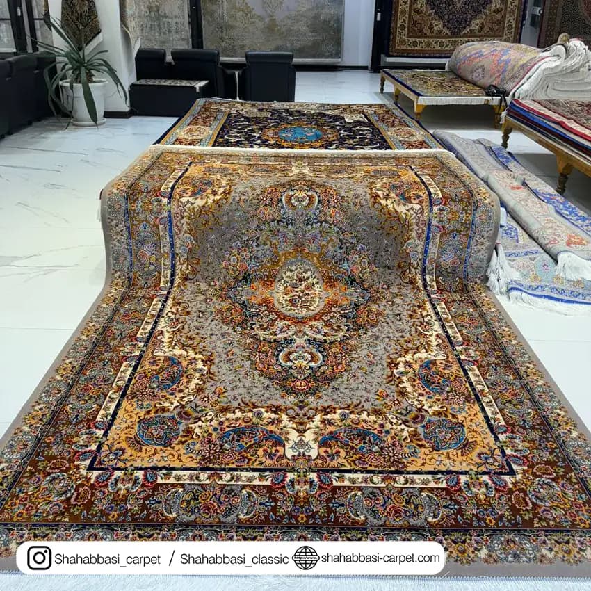 فرش ابریشم کد 104 طوسی — تصویر ۲