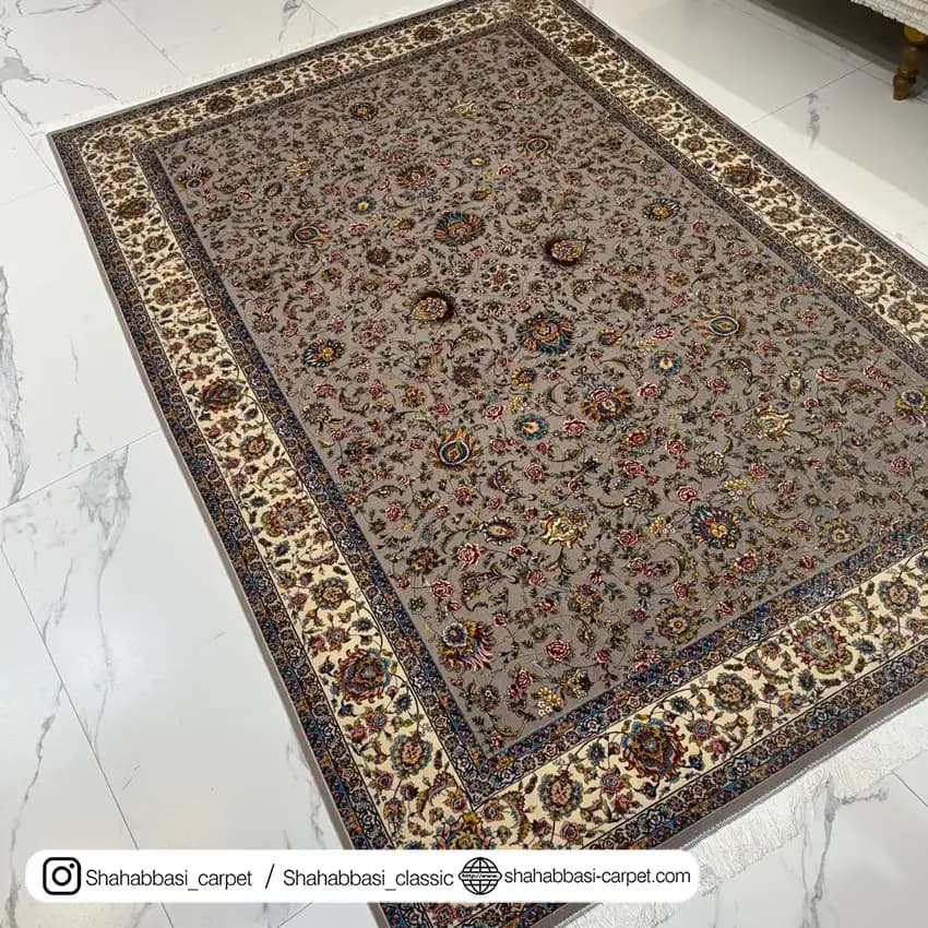 فرش ابریشم کد 95 طوسی — تصویر ۸