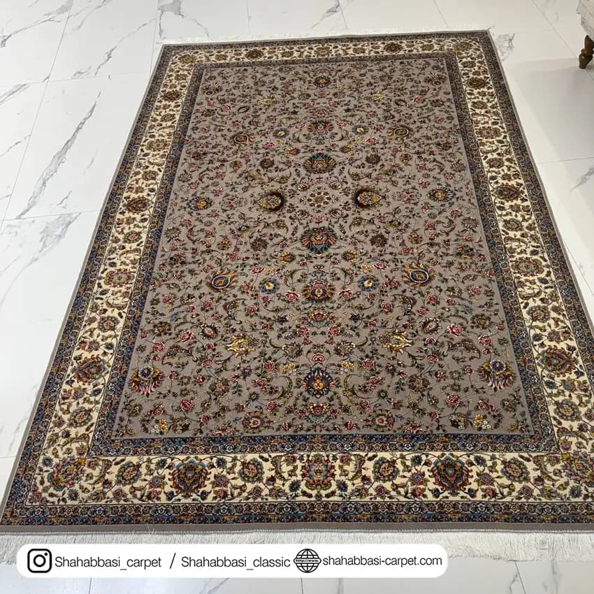 فرش ابریشم کد 95 طوسی — تصویر ۷