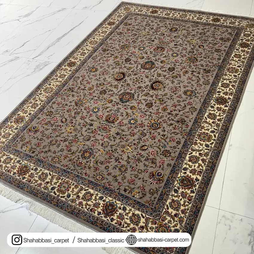 فرش ابریشم کد 95 طوسی — تصویر ۲