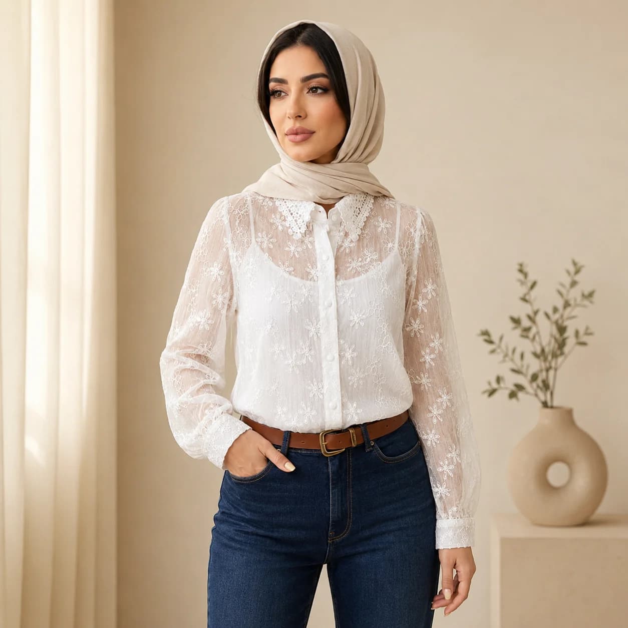 شومیز گیپور همراه تاپ — تصویر ۷