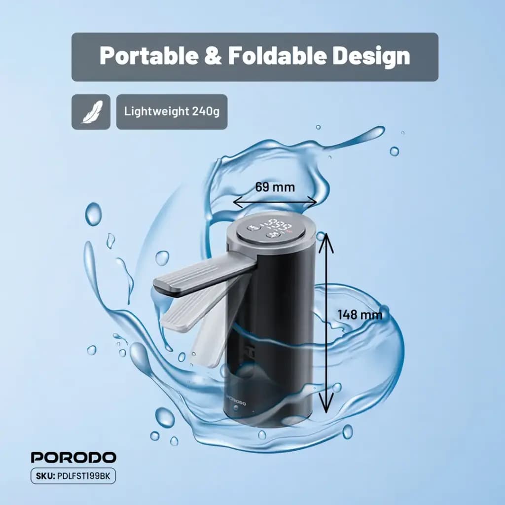 پمپ آب بطری پرودو Porodo Foldable Electric Water Pump PDLFST199 — تصویر ۲