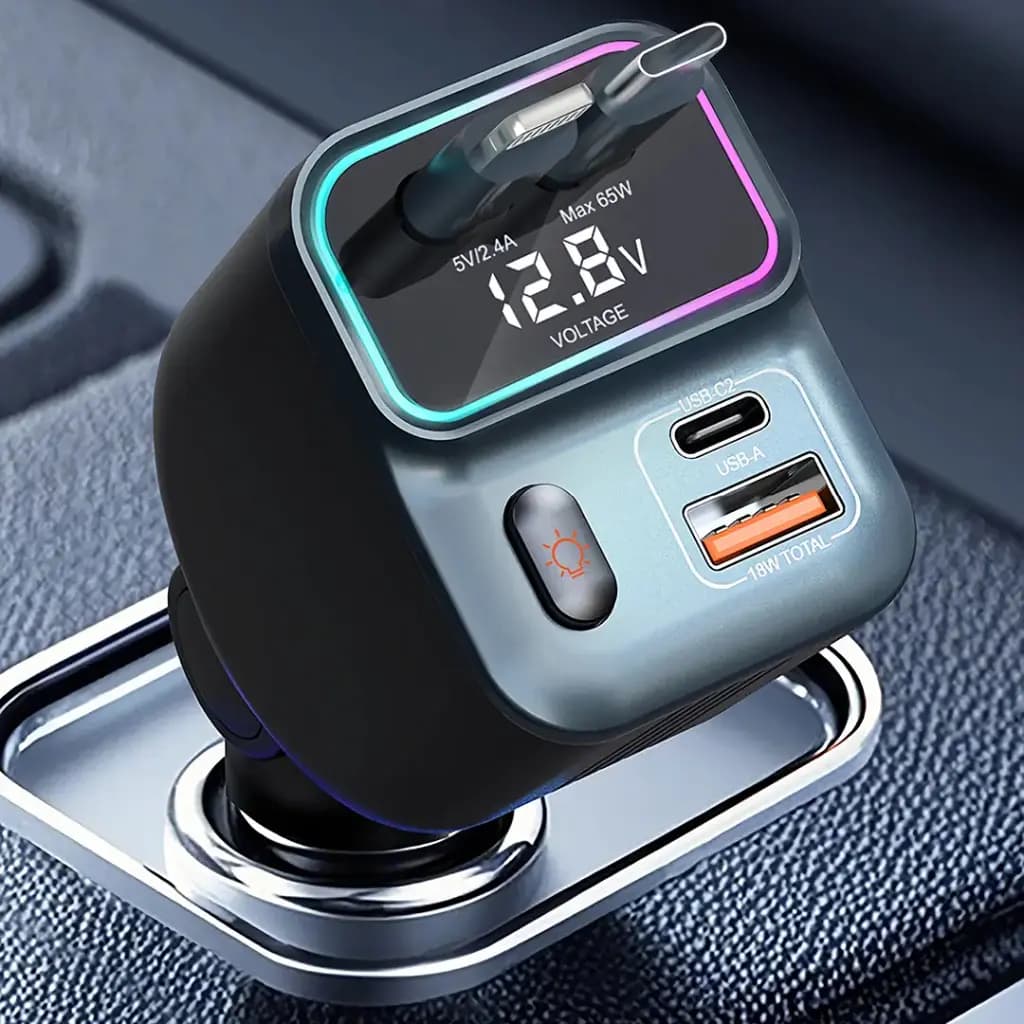 شارژر فندکی خودرو 65w پرودو Porodo 65W Car Charger Dual Retractable Cable PDFWCH068 — تصویر ۸