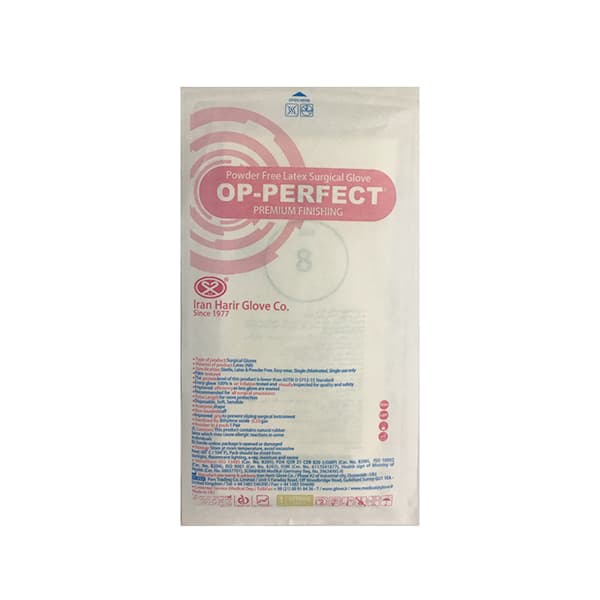 دستکش جراحی لاتکس استریل op-perfect بدون پودر سایز 6.5