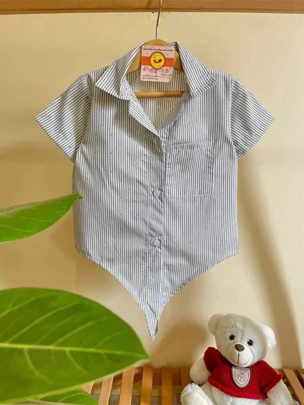 شومیز راه راه گره ای — تصویر ۱۱