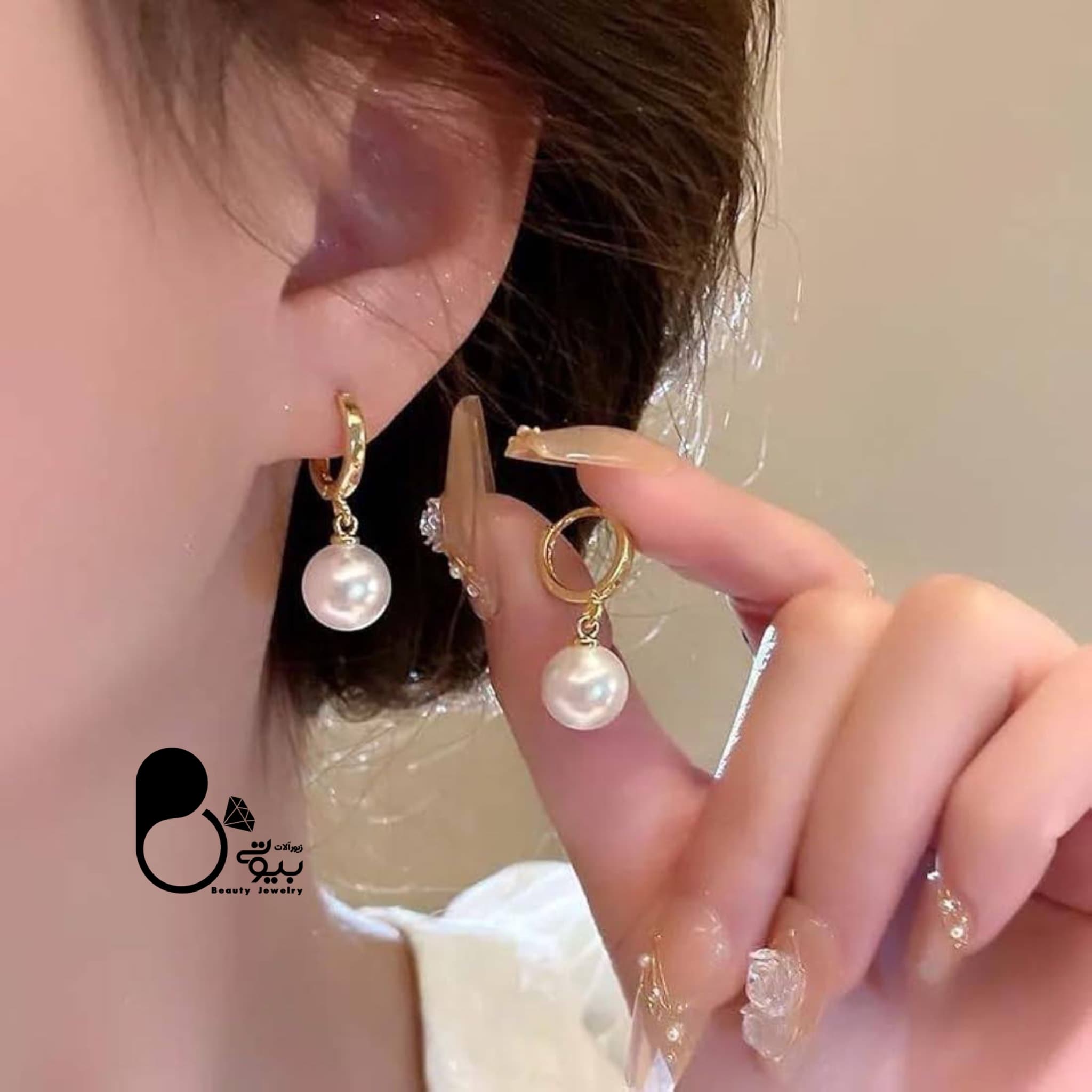 گوشواره حلقه ای مرواریدی — تصویر ۳