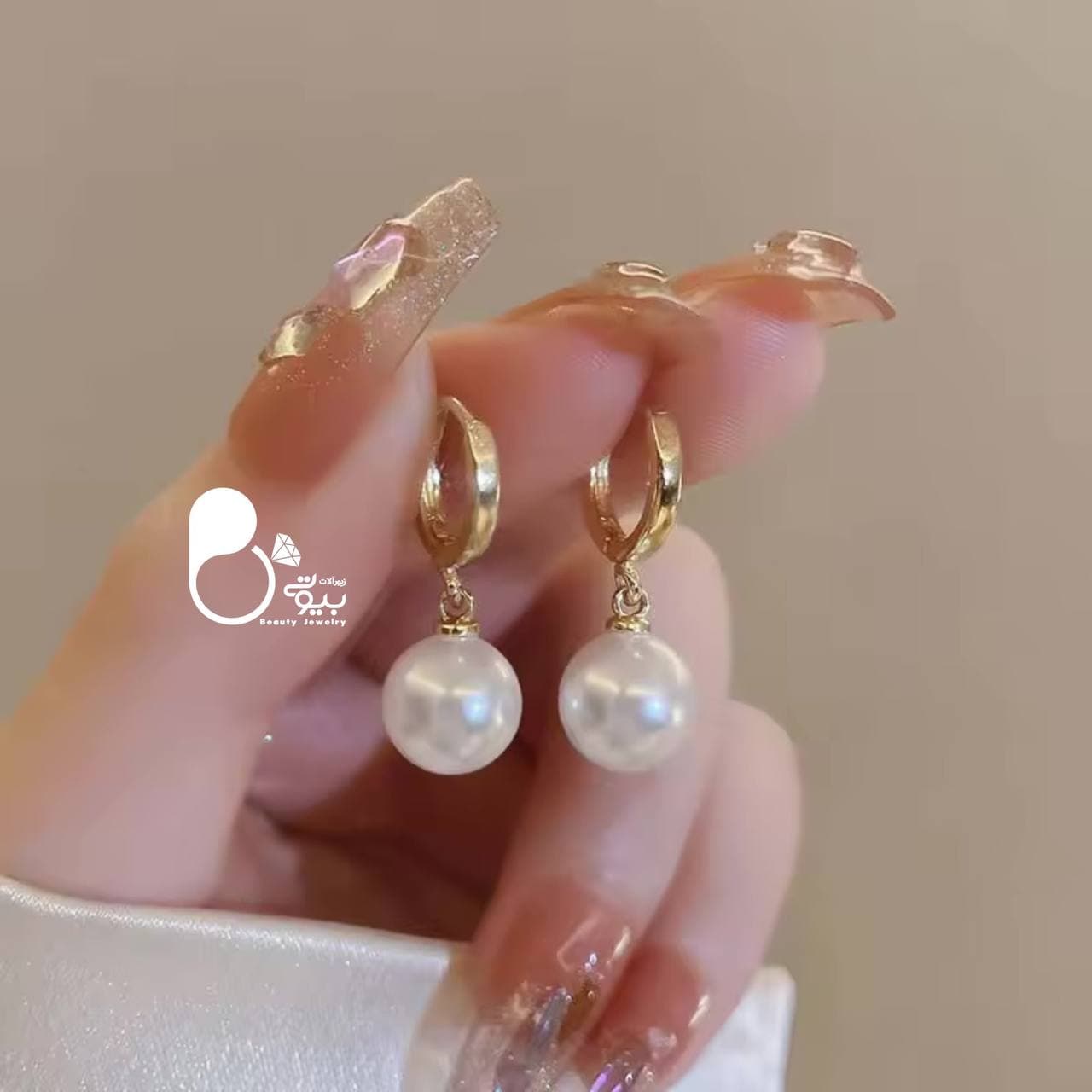 گوشواره حلقه ای مرواریدی — تصویر ۴