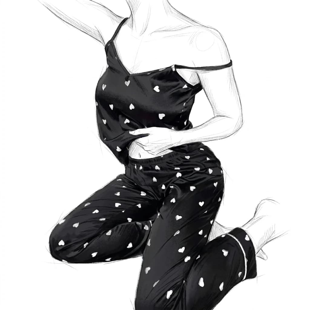 ست لباس خواب تاپ و شلوار ساتن لولیتا (Lolita) کد 701 — تصویر ۶