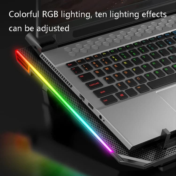 پایه خنک کننده تنظیم پذیر لپ تاپ آیس کورل مدل A16 با نورپردازی RGB — تصویر ۲