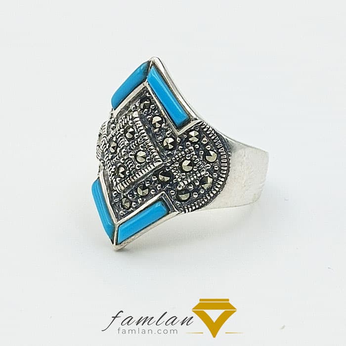 انگشتر نقره زنانه میناکاری سنتی کد 2765 — تصویر ۲