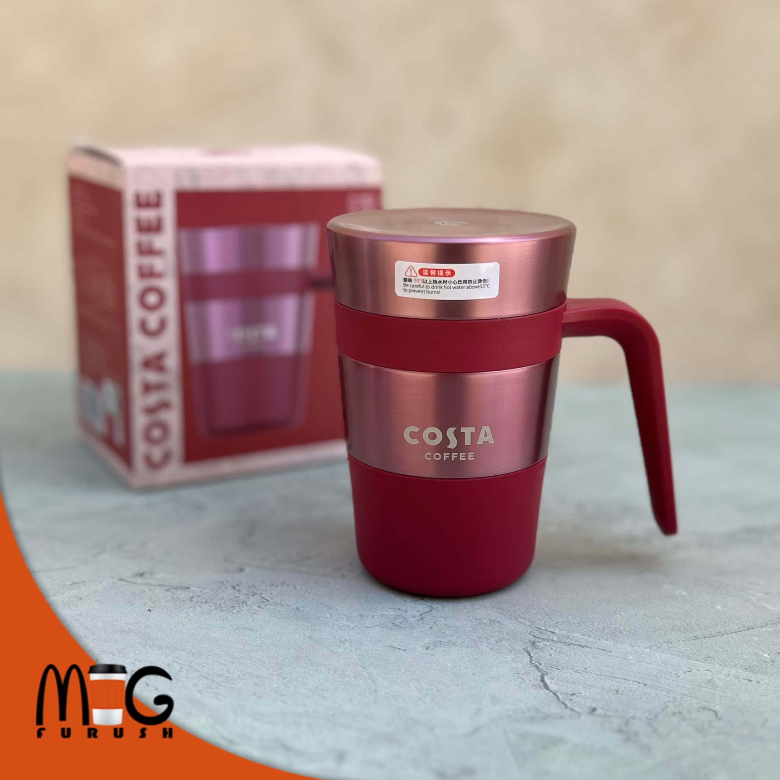تراول ماگ دسته دار زرشکی برند کاستا کافی costa coffee — تصویر ۳