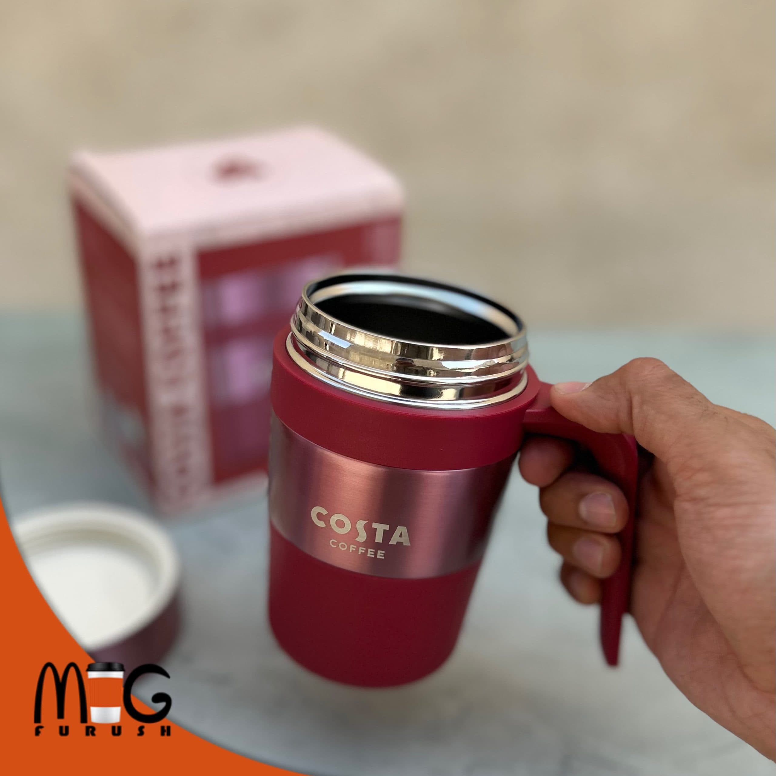 تراول ماگ دسته دار زرشکی برند کاستا کافی costa coffee — تصویر ۶