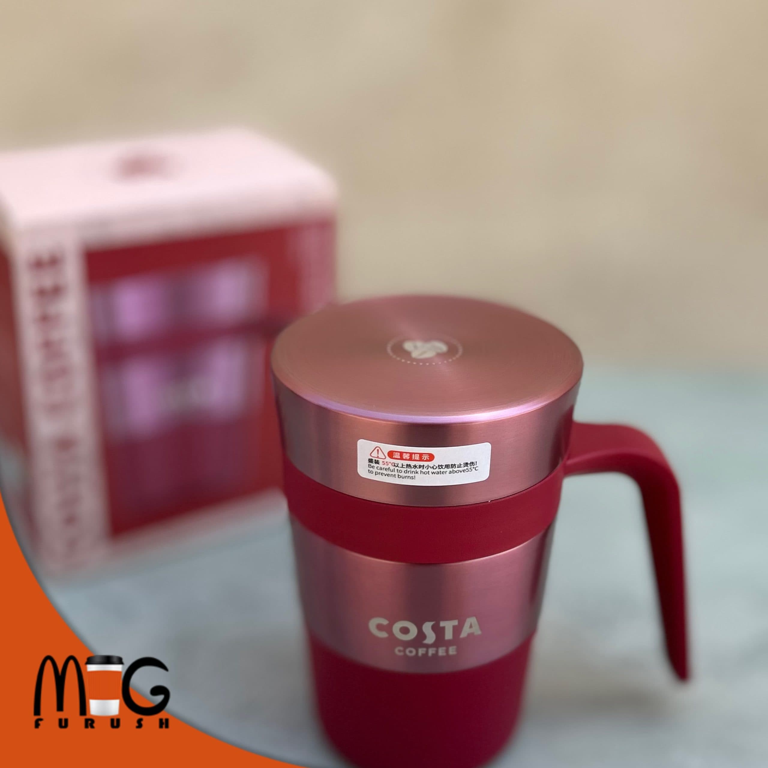 تراول ماگ دسته دار زرشکی برند کاستا کافی costa coffee — تصویر ۵