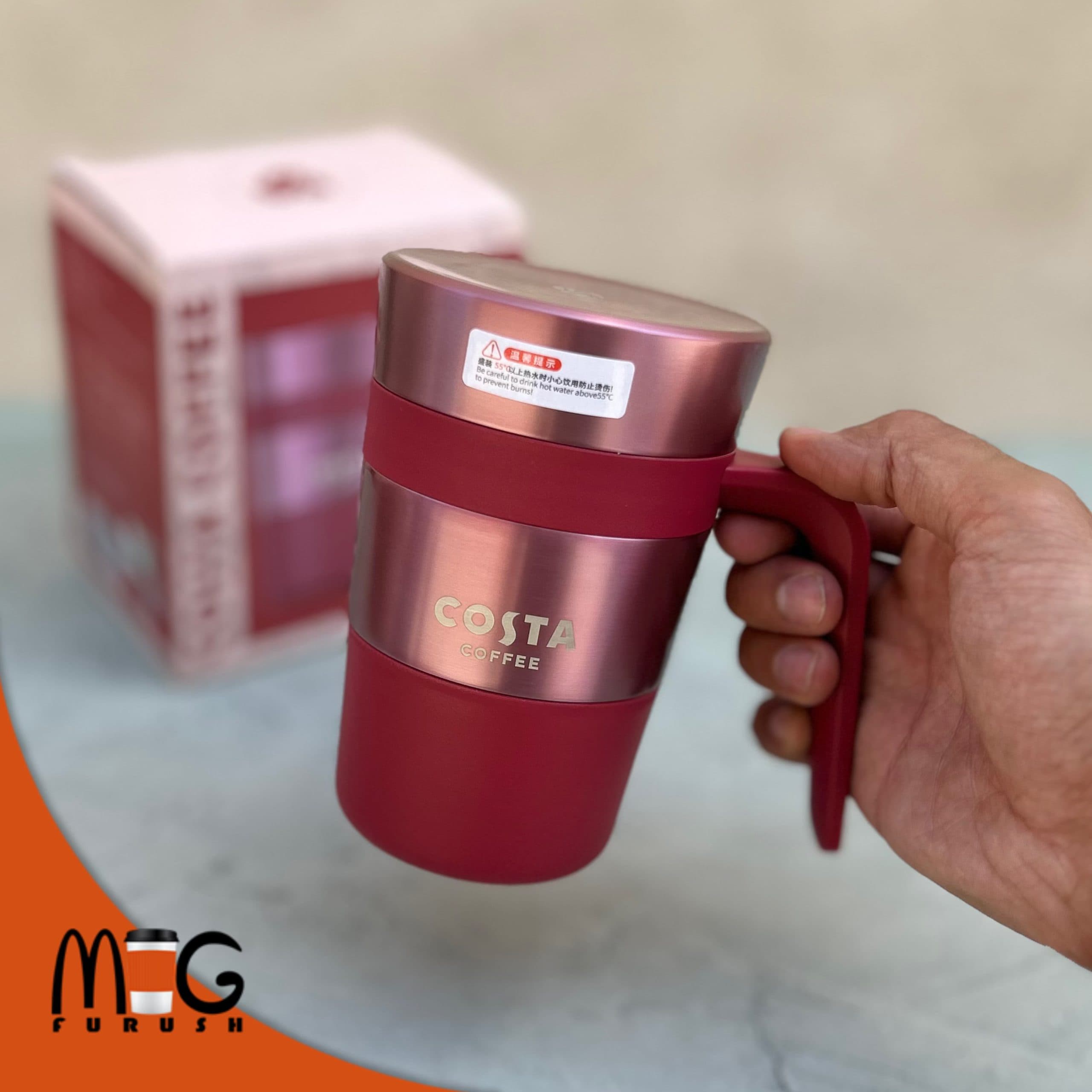 تراول ماگ دسته دار زرشکی برند کاستا کافی costa coffee — تصویر ۲
