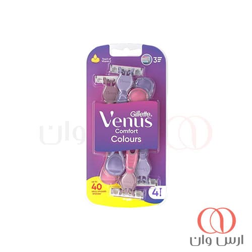 خودتراش زنانه ونوس Gillette Venus مدل Colors سه لبه بسته 4 عددی — تصویر ۴