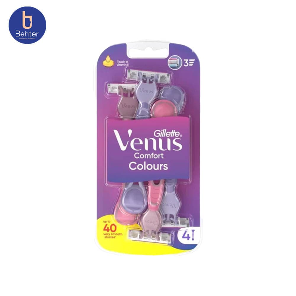 خودتراش زنانه ونوس Gillette Venus مدل Colors سه لبه بسته 4 عددی — تصویر ۹