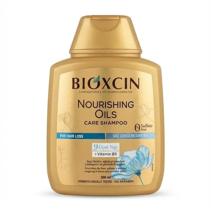 شامپو بیوکسین Bioxcin طلایی مدل Nourishing Oils بدون سولفات و ضد ریزش قوی