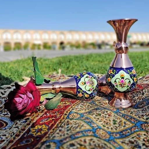 ست شکلات خوری 23 سانت و گلدان 20 سانتی مس و پرداز — تصویر ۵