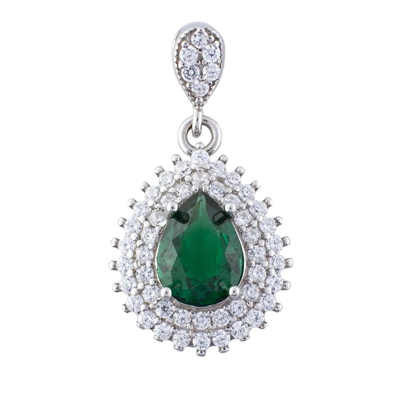 آویز گردنبند نقره زنانه مدل زمرد AMT-M144 وزن 1.8 گرم