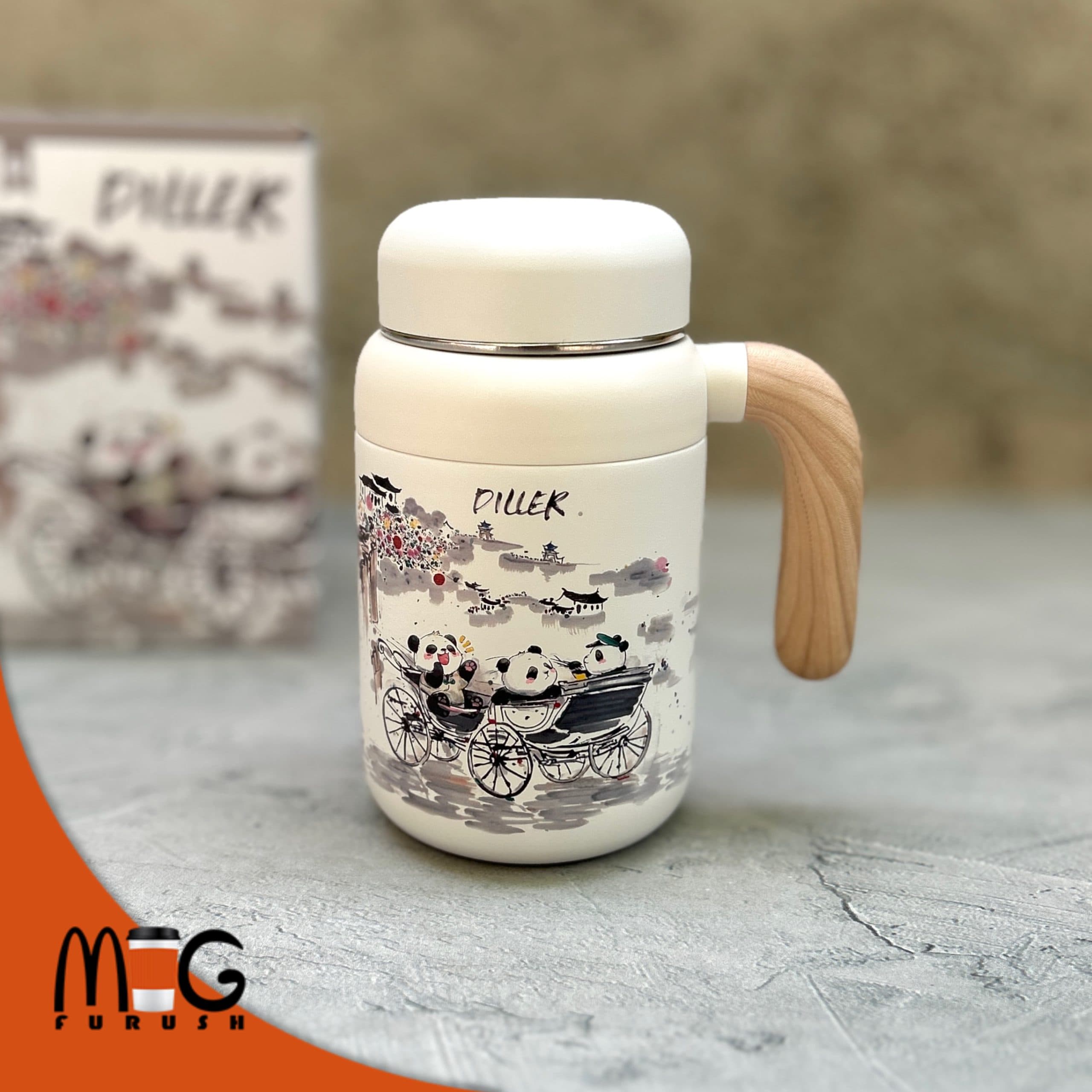تراول ماگ دسته چوبی پاندا diller دیلر — تصویر ۳