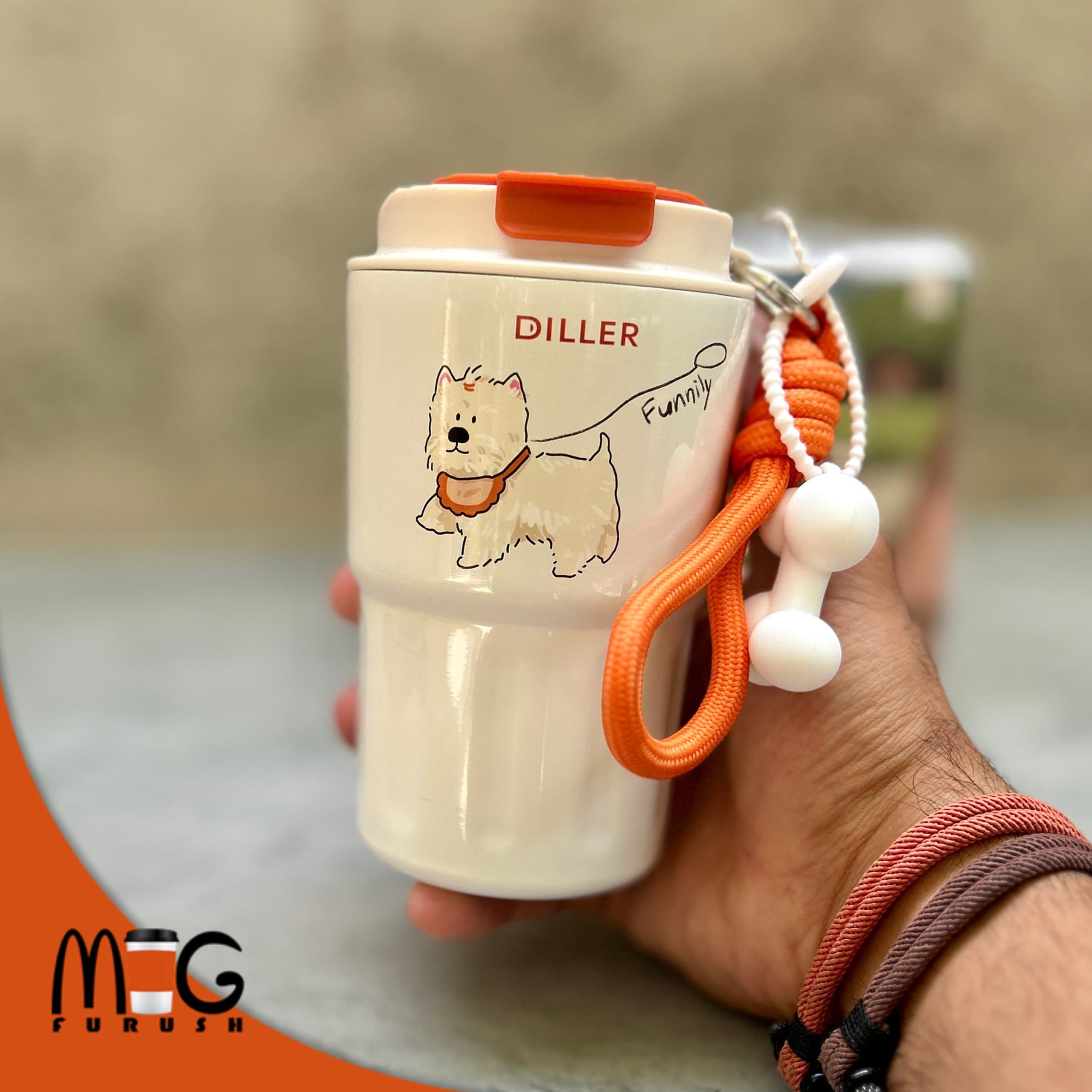 تراول ماگ بنددار diller سگ سفید دیلر — تصویر ۴