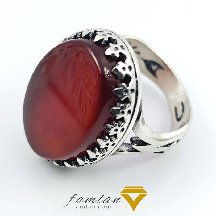 انگشتر نقره مردانه عقیق سرخ کد 2905 — تصویر ۷