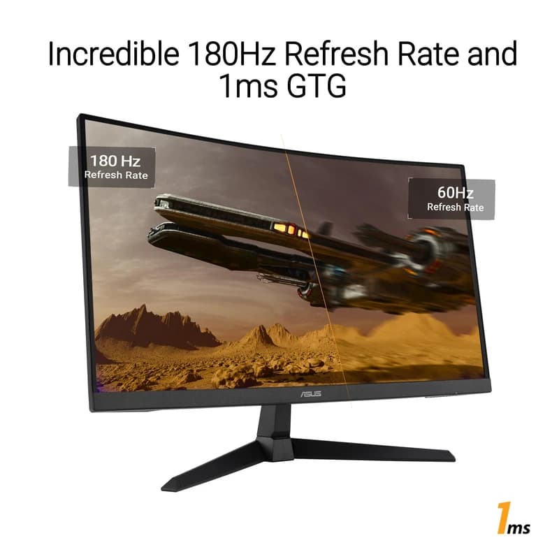 مانیتور خمیده گیمینگ 27 اینچ ایسوس مدل TUF Gaming VG27VQ3B، رزولوشن Full HD، نرخ بروزرسانی 180 هرتز، پنل VA، دارای درگاه‌ ارتباطی HDMI 2.0 ،DisplayPort 1.2 و جک 3.5 میلی‌متری صدا — تصویر ۷