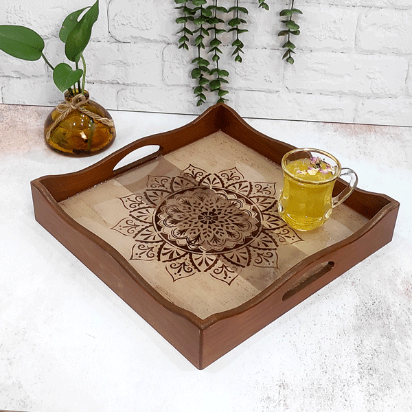 سینی چوب و رزین طرح هزارنقش — تصویر ۵