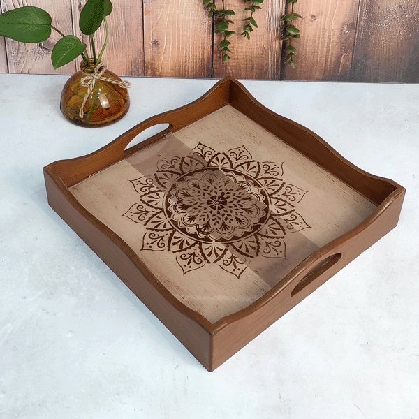 سینی چوب و رزین طرح هزارنقش — تصویر ۳