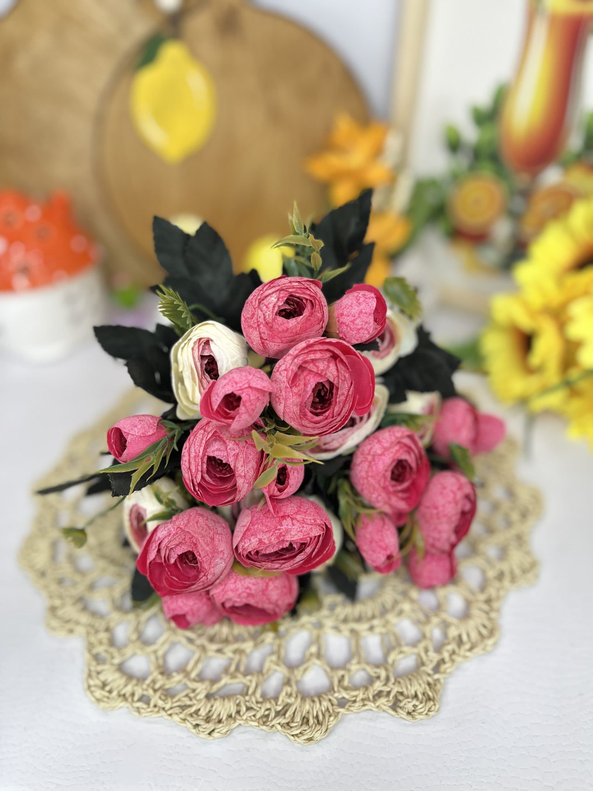 بوته گل پیونی کوچک؛ گل مصنوعی وارداتی در سه رنگ — تصویر ۱۰