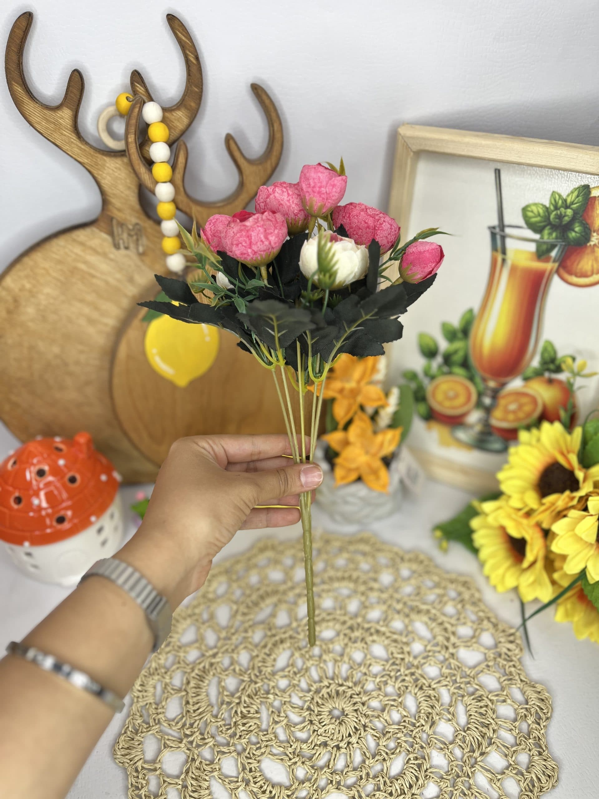 بوته گل پیونی کوچک؛ گل مصنوعی وارداتی در سه رنگ — تصویر ۱۱