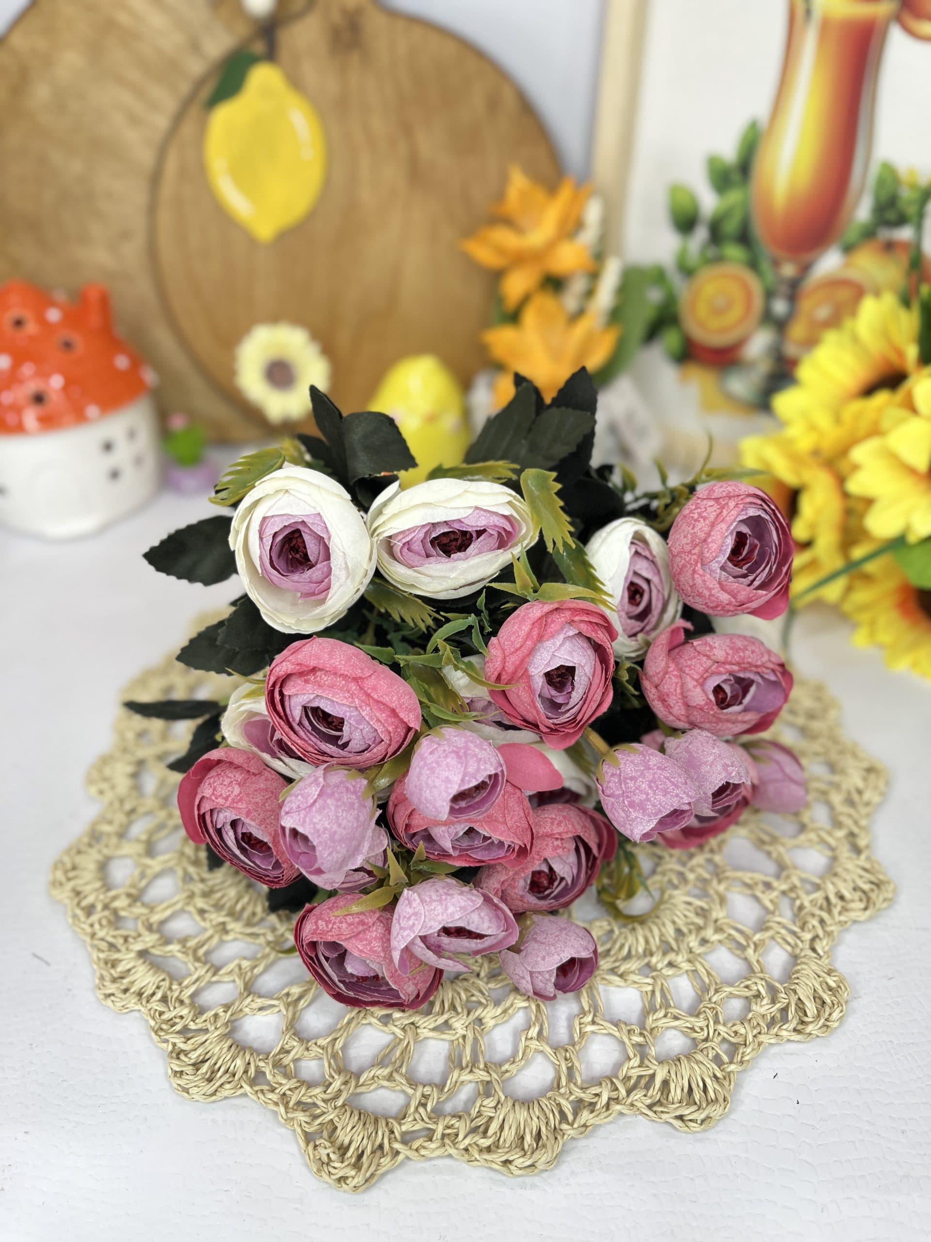 بوته گل پیونی کوچک؛ گل مصنوعی وارداتی در سه رنگ — تصویر ۸