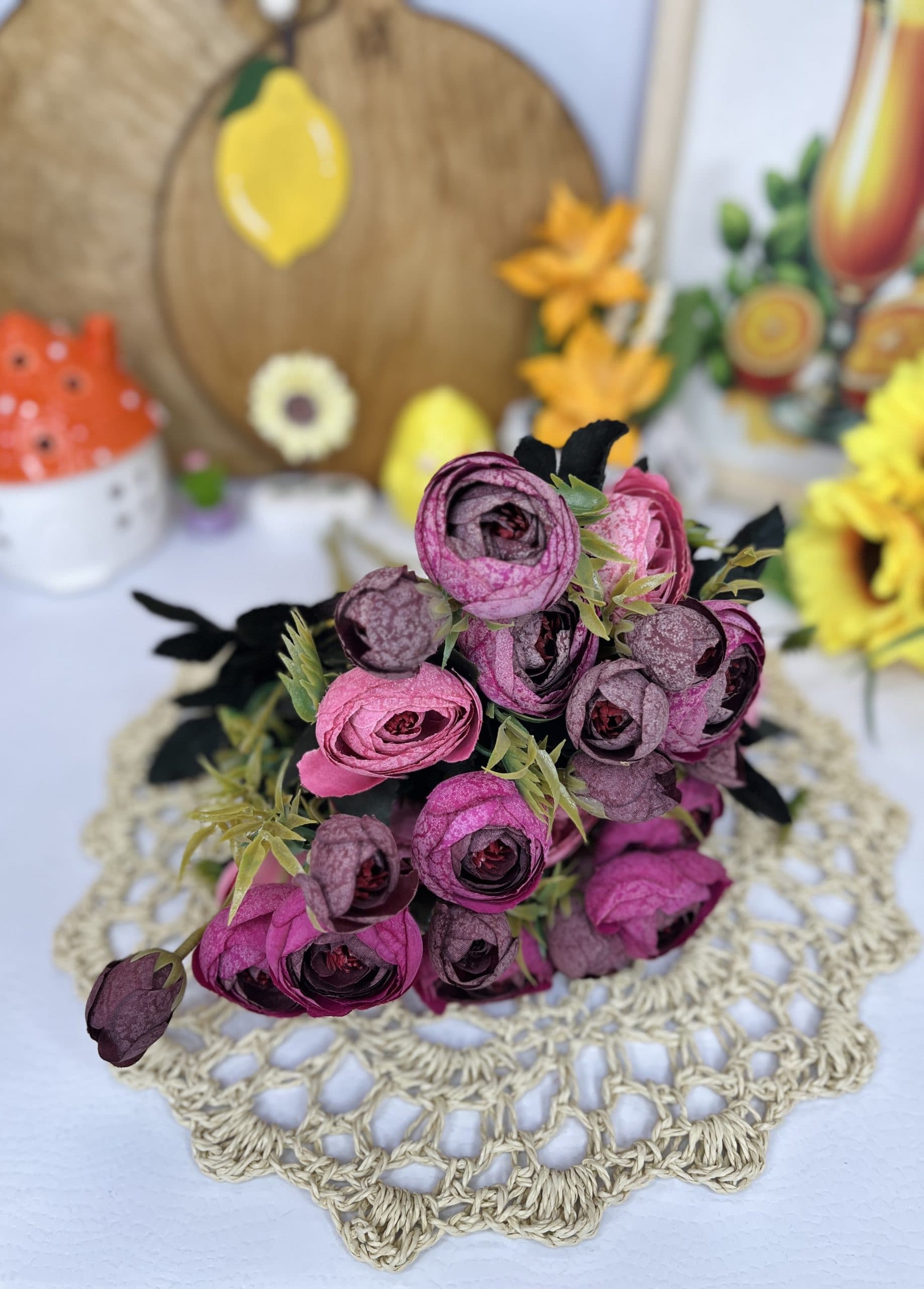 بوته گل پیونی کوچک؛ گل مصنوعی وارداتی در سه رنگ — تصویر ۵
