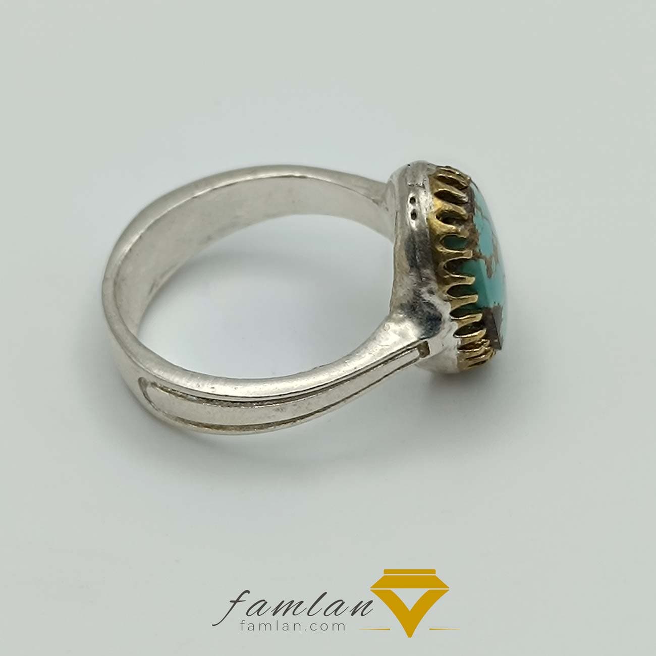 انگشتر نقره مردانه فیروزه نیشابور عنکبوتی کد 2230 — تصویر ۵