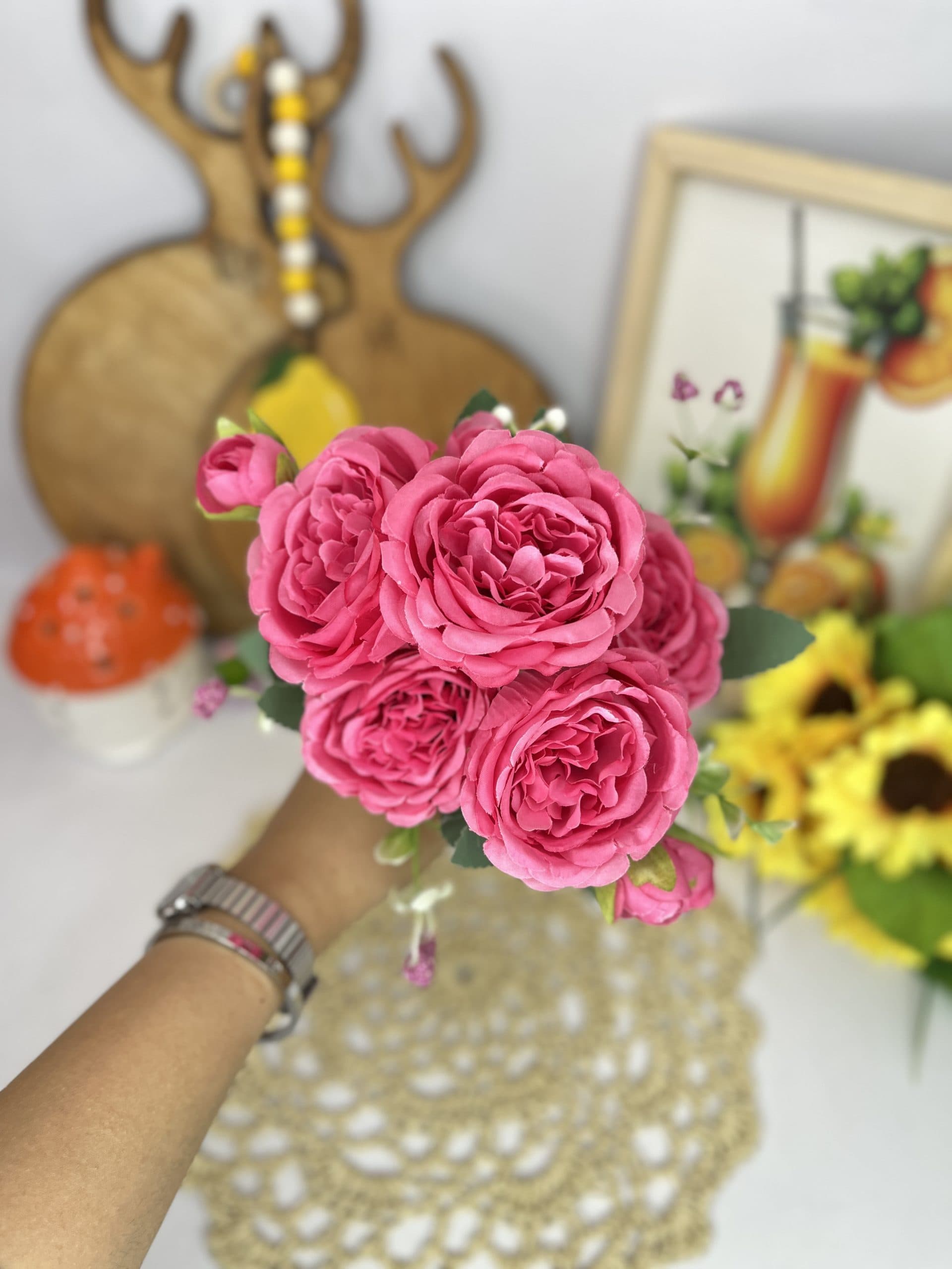 بوته گل صدبرگ؛ گل مصنوعی وارداتی در سه رنگ زیبا — تصویر ۱۱