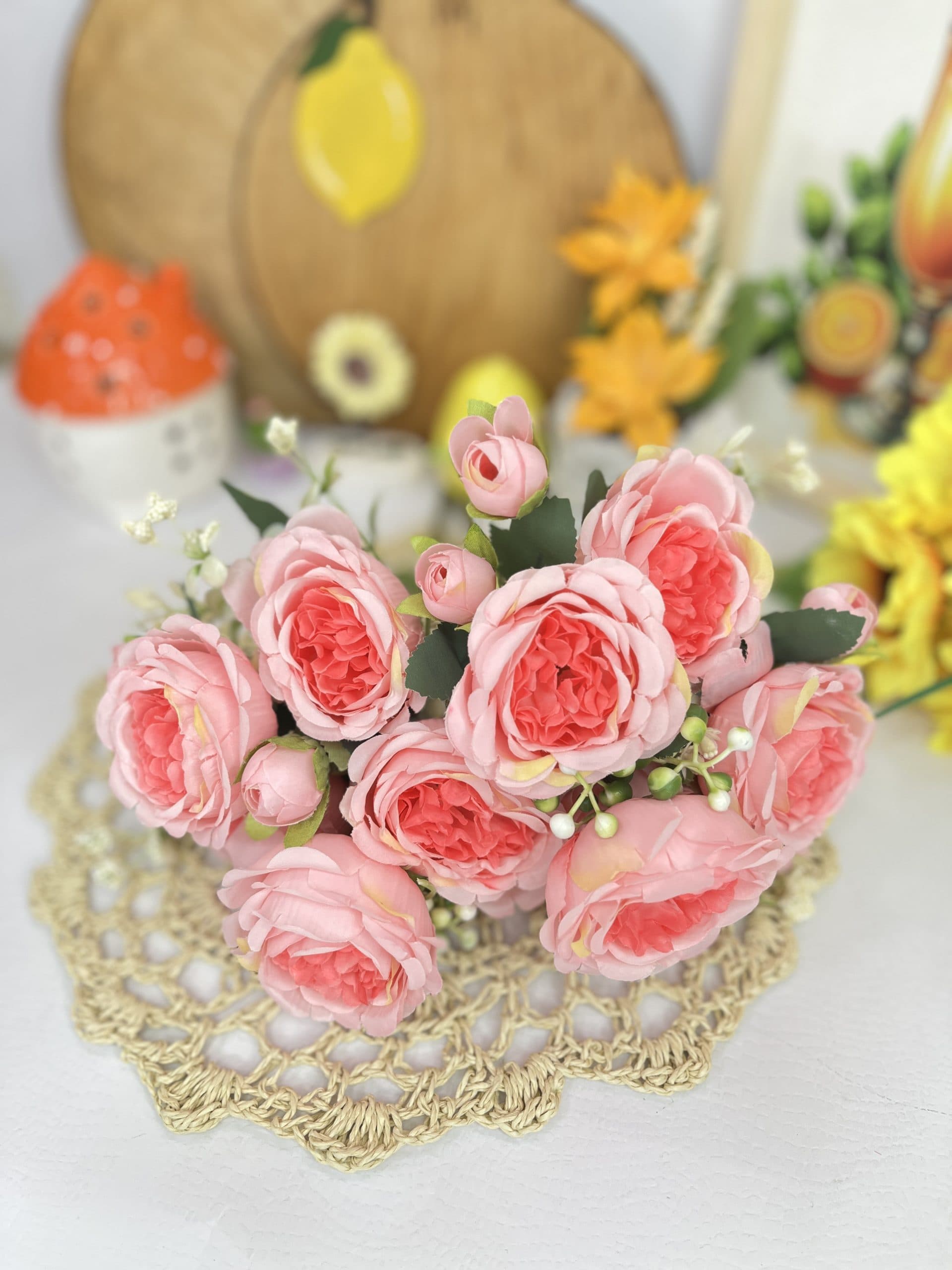 بوته گل صدبرگ؛ گل مصنوعی وارداتی در سه رنگ زیبا — تصویر ۱۲