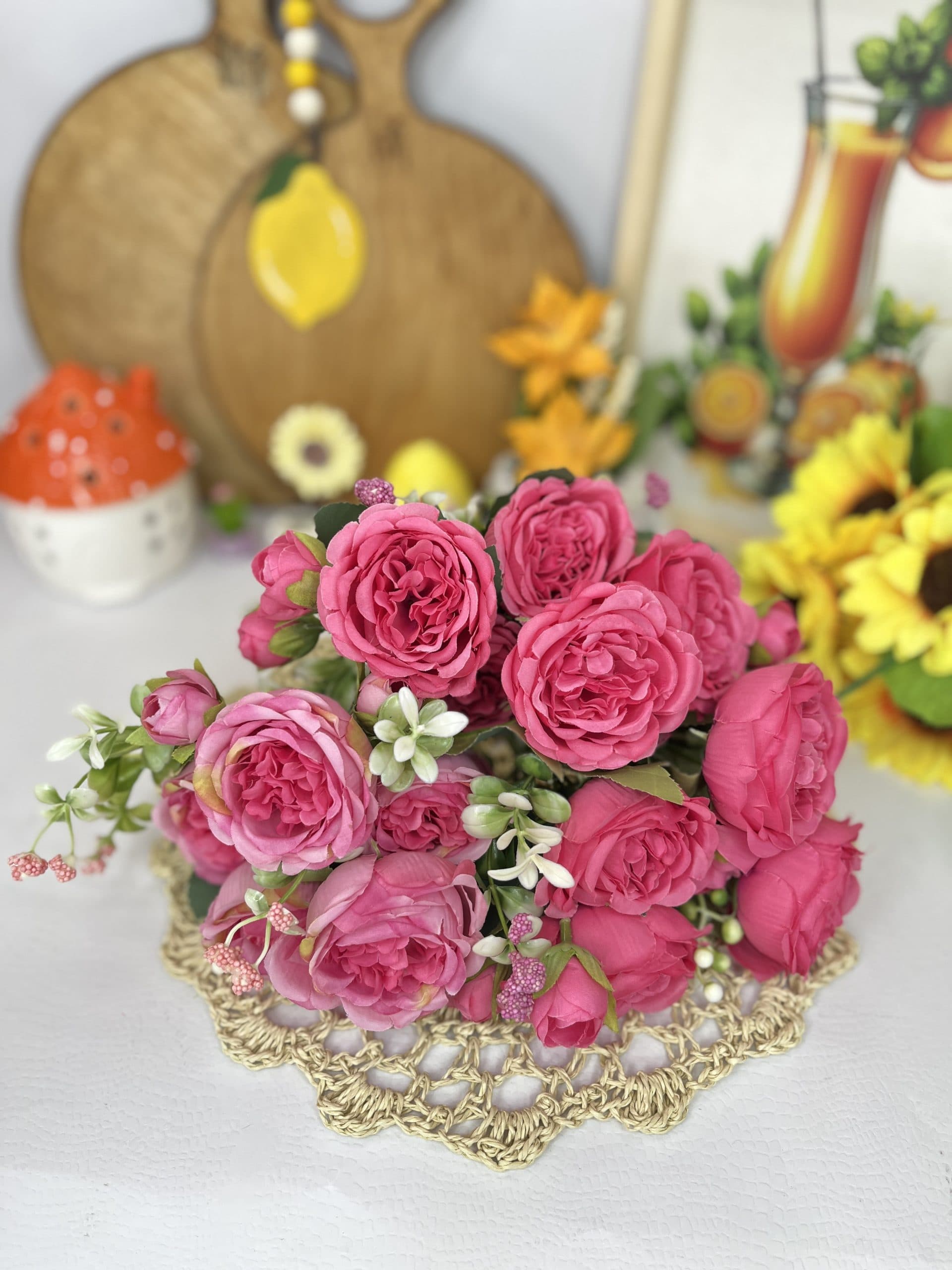 بوته گل صدبرگ؛ گل مصنوعی وارداتی در سه رنگ زیبا — تصویر ۹