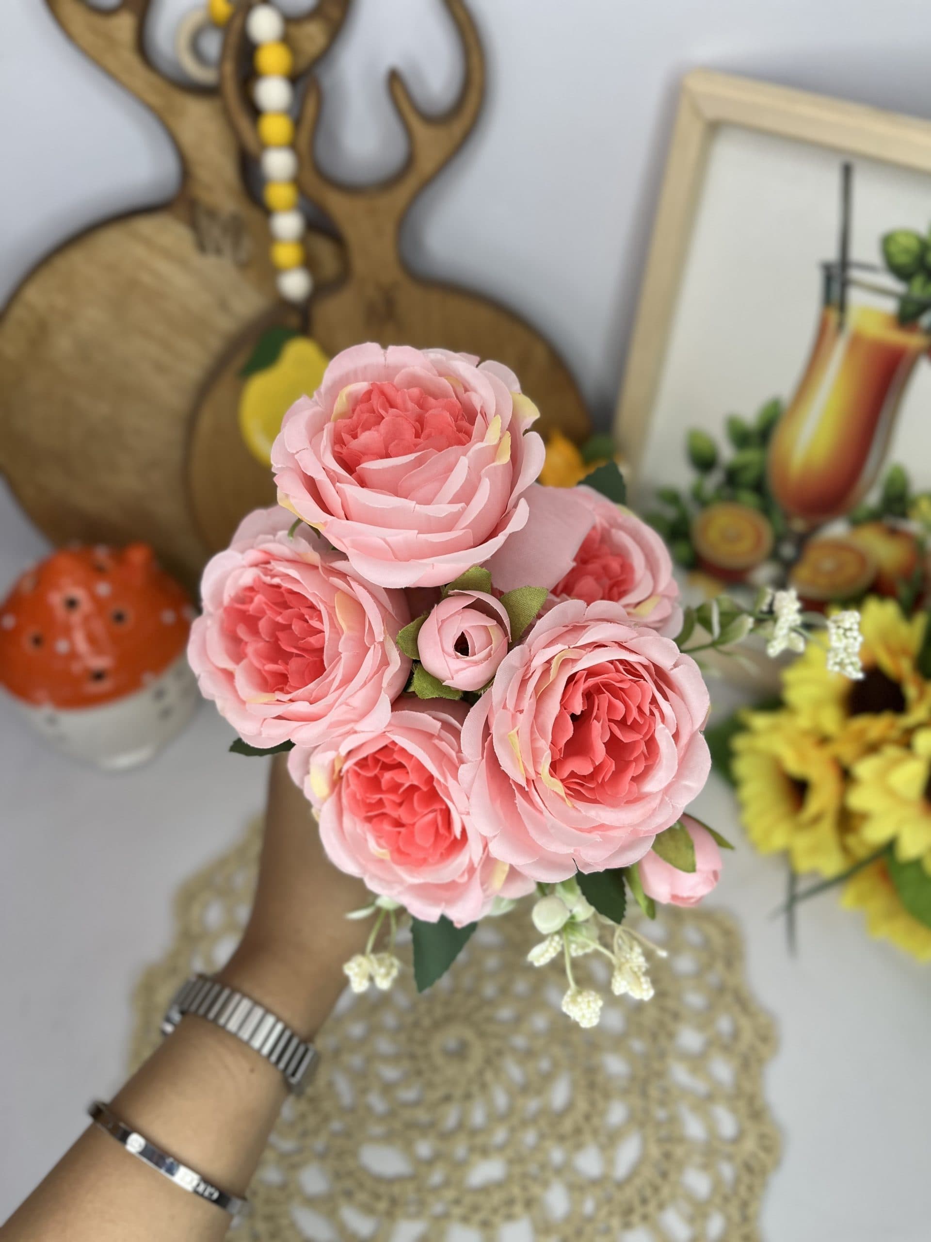 بوته گل صدبرگ؛ گل مصنوعی وارداتی در سه رنگ زیبا — تصویر ۷