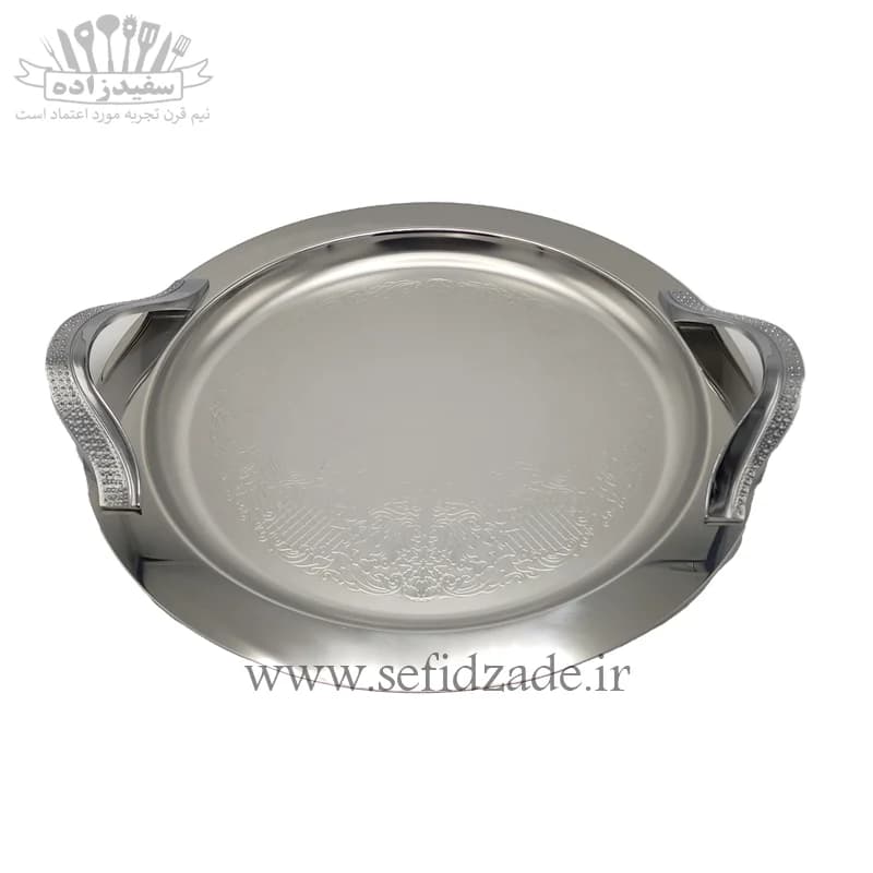 سینی پذیرایی استیل گرد سلینا مدل موج کد 9231 — تصویر ۴