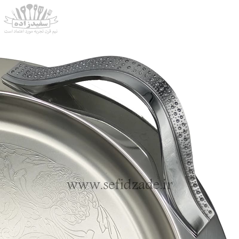 سینی پذیرایی استیل گرد سلینا مدل موج کد 9231 — تصویر ۲