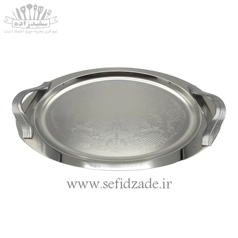 سینی پذیرایی استیل بیضی سلینا مدل موج کد 9241 — تصویر ۴