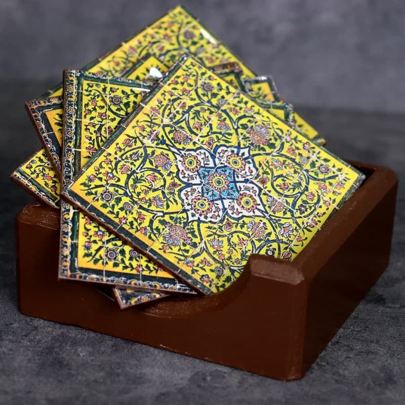 زیرلیوانی طرح کاشی مجموعه 6 عددی — تصویر ۶